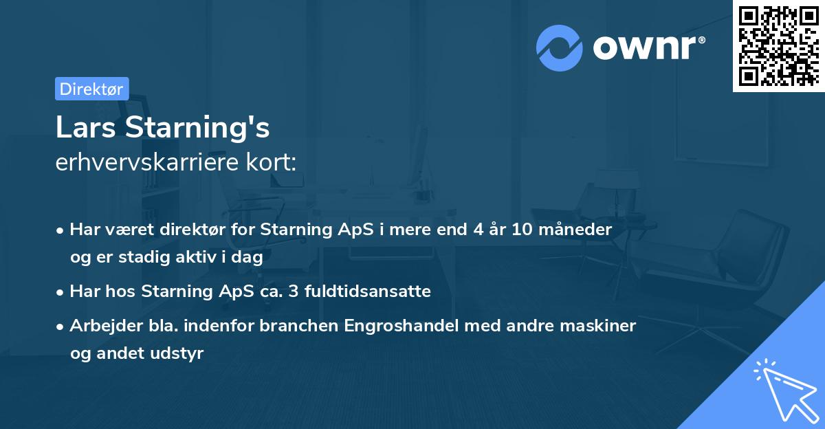 Lars Starning's erhvervskarriere kort