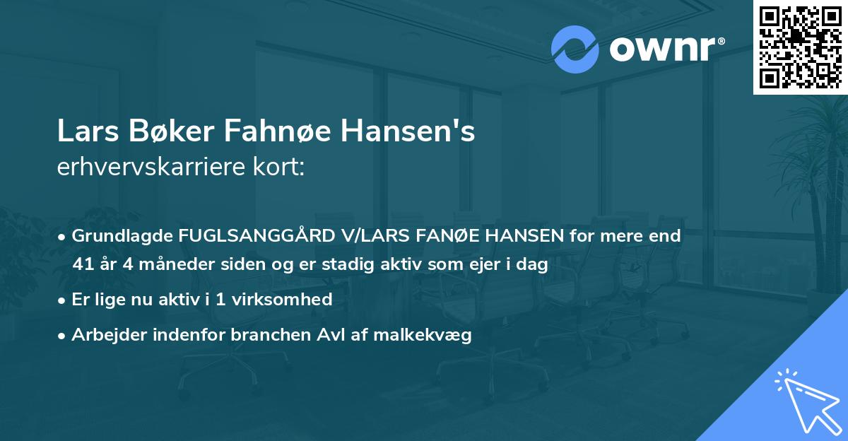 Lars Bøker Fahnøe Hansen's erhvervskarriere kort