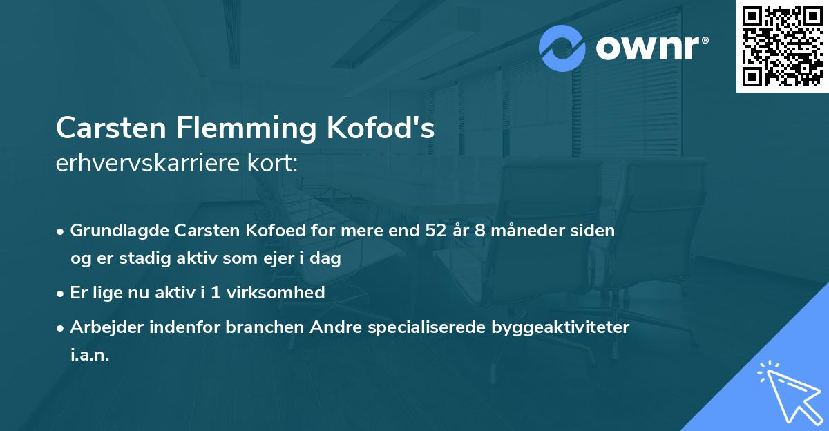 Carsten Flemming Kofod's erhvervskarriere kort