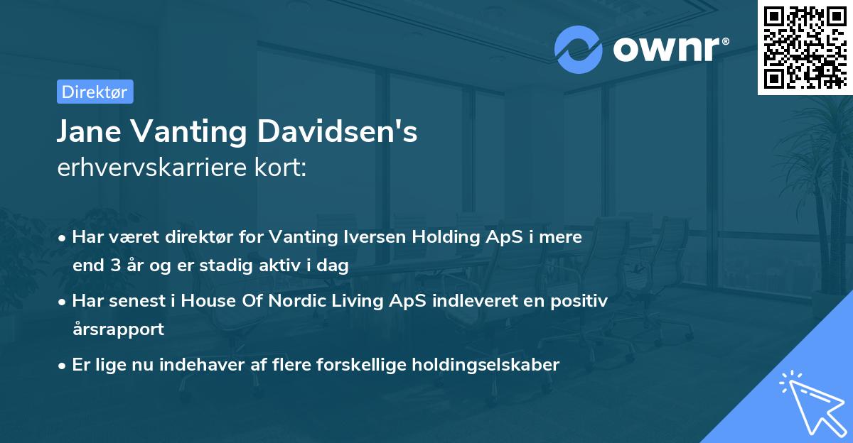 Jane Vanting Davidsen's erhvervskarriere kort