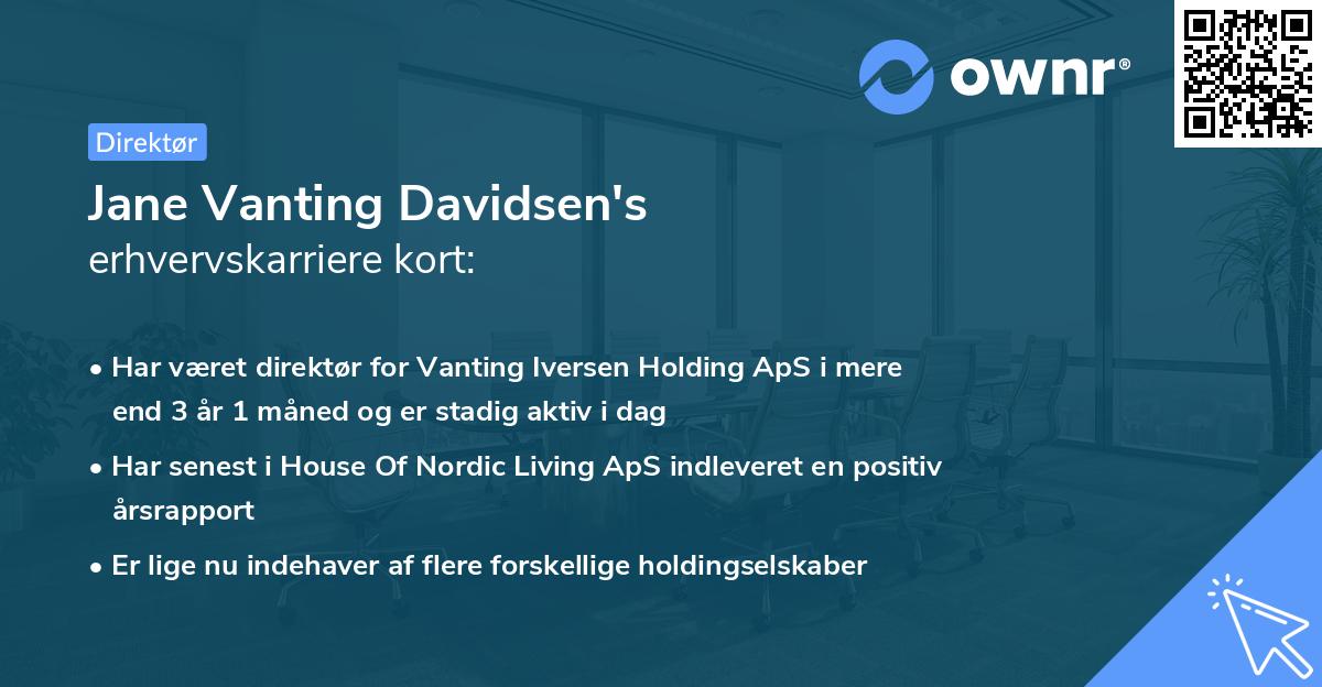 Jane Vanting Davidsen's erhvervskarriere kort