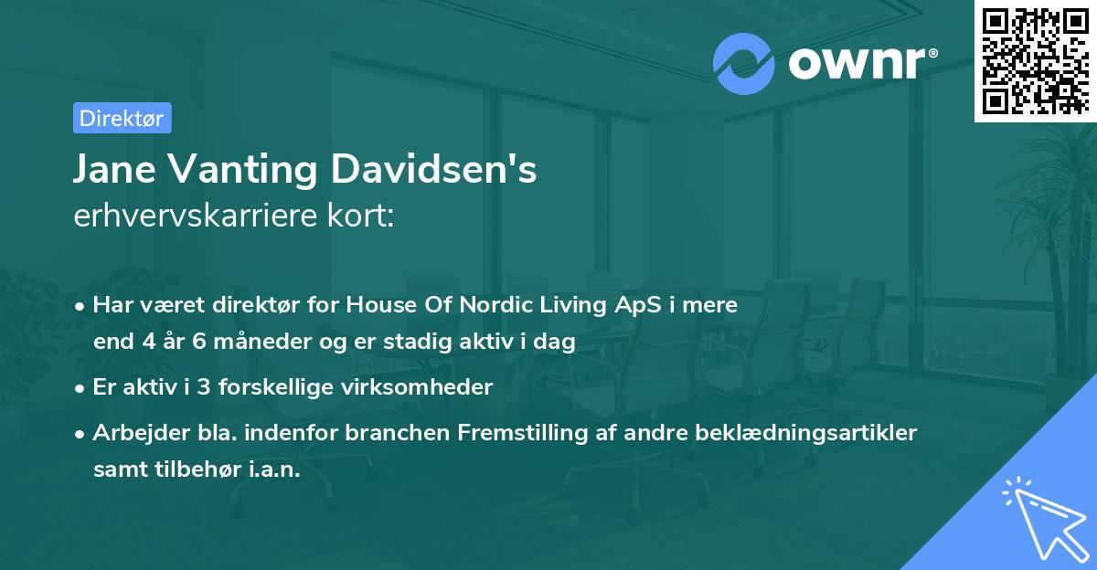 Jane Vanting Davidsen's erhvervskarriere kort