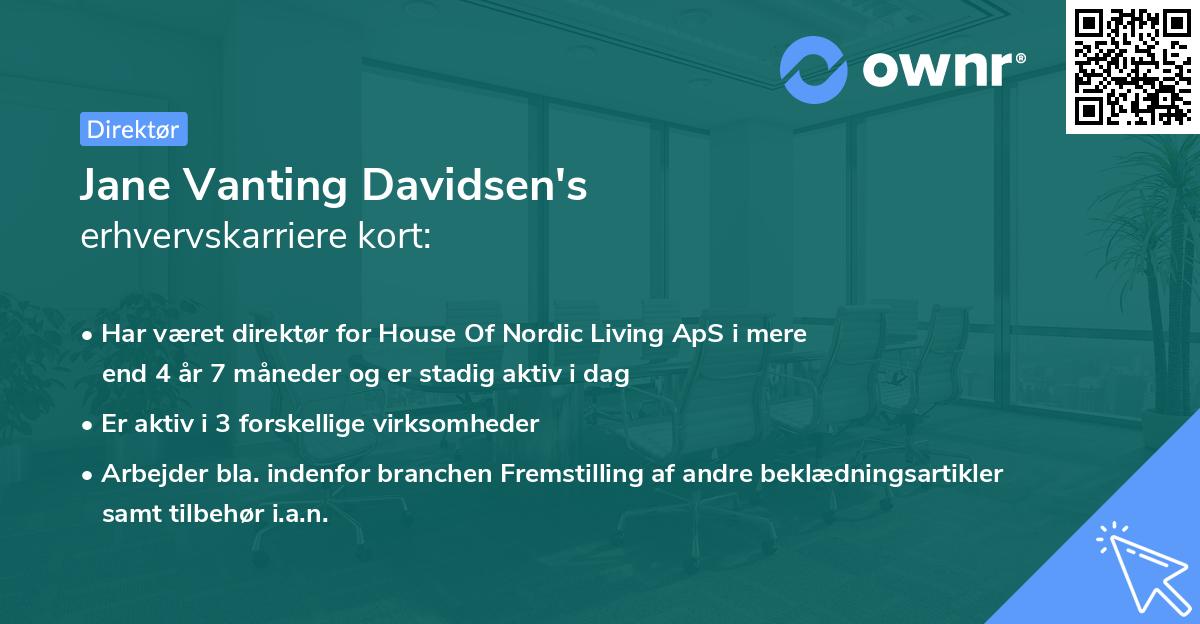 Jane Vanting Davidsen's erhvervskarriere kort