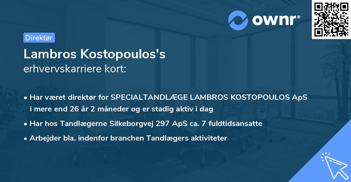 Lambros Kostopoulos's erhvervskarriere kort