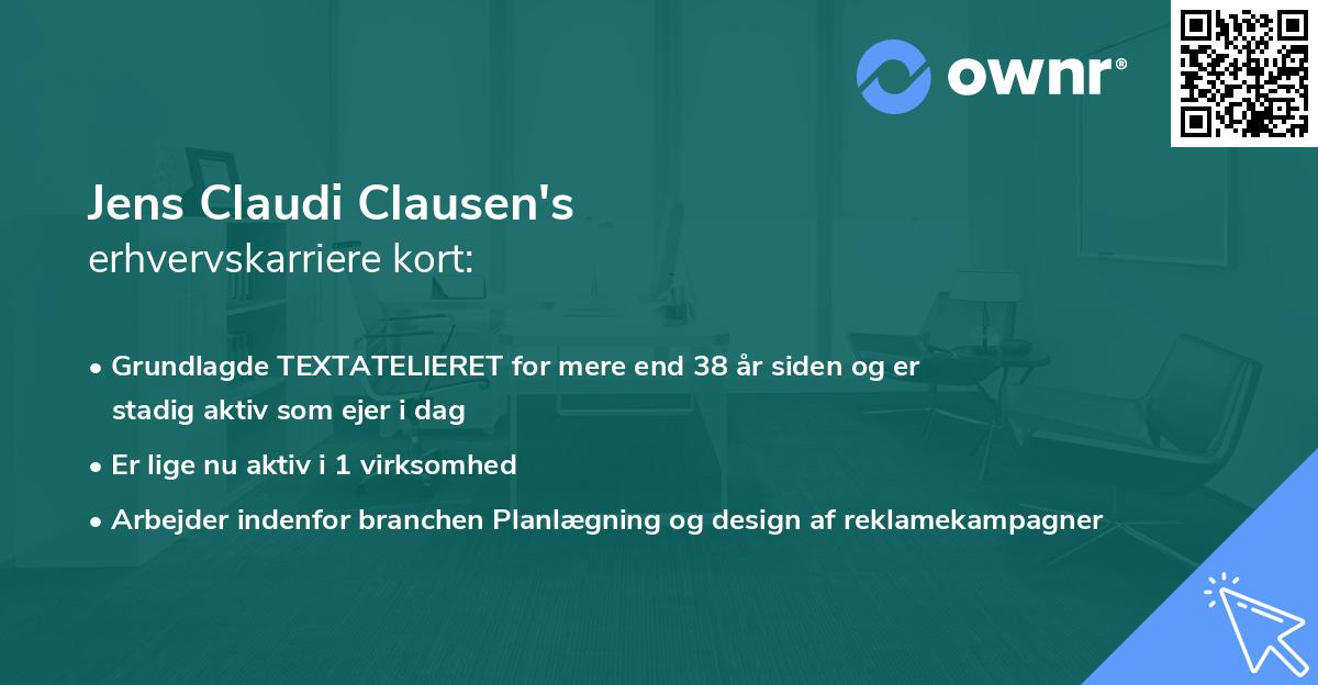 Jens Claudi Clausen's erhvervskarriere kort