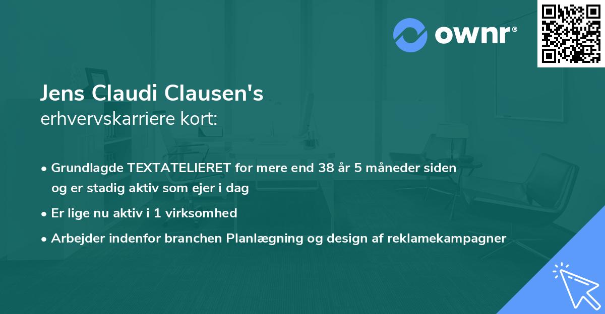 Jens Claudi Clausen's erhvervskarriere kort