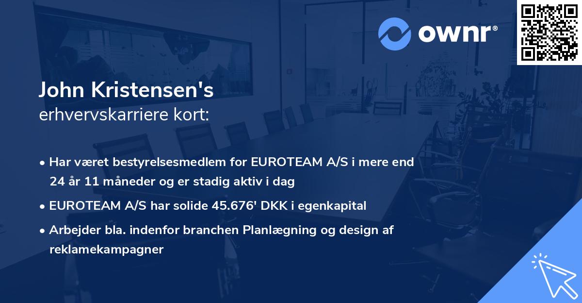 John Kristensen's erhvervskarriere kort