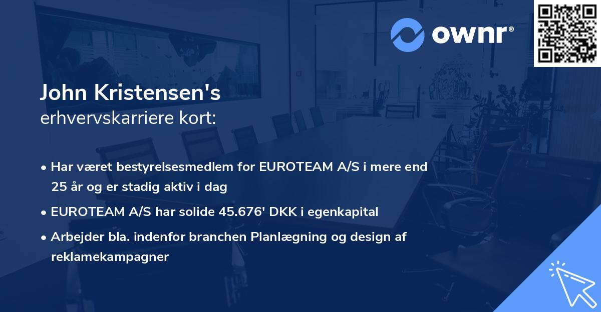 John Kristensen's erhvervskarriere kort