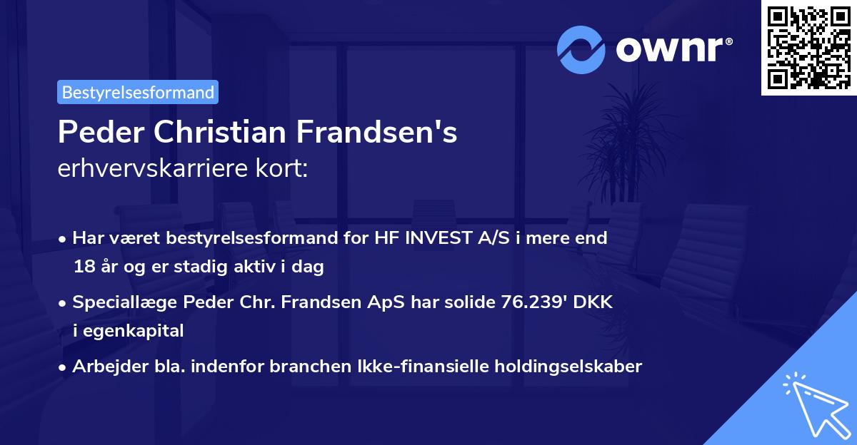 Peder Christian Frandsen's erhvervskarriere kort
