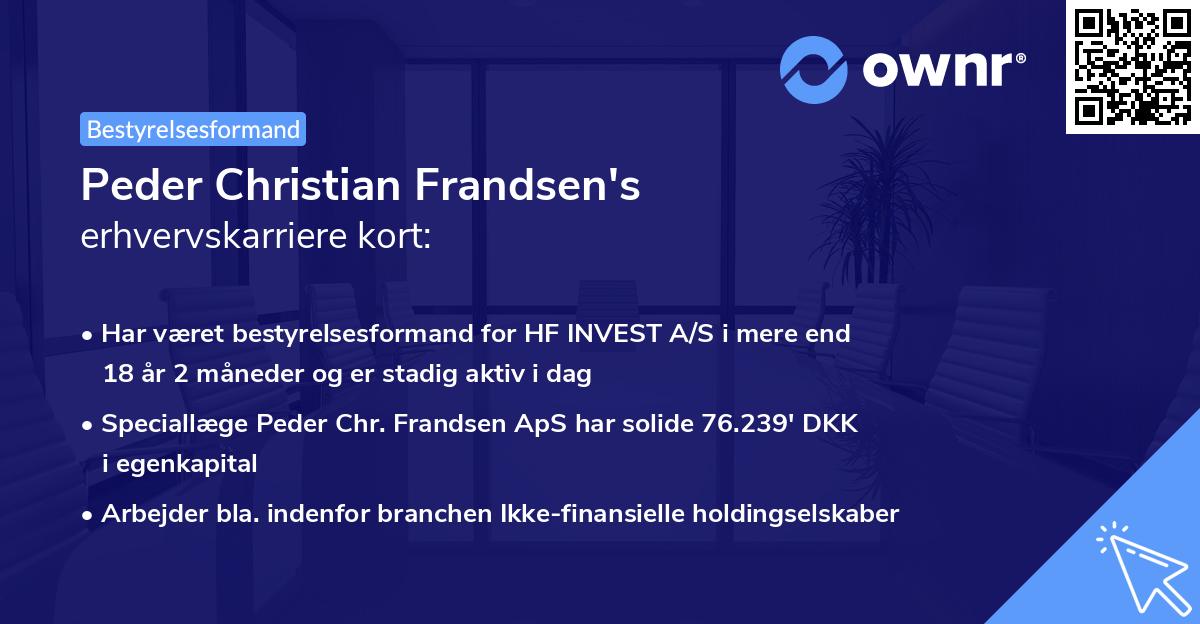 Peder Christian Frandsen's erhvervskarriere kort