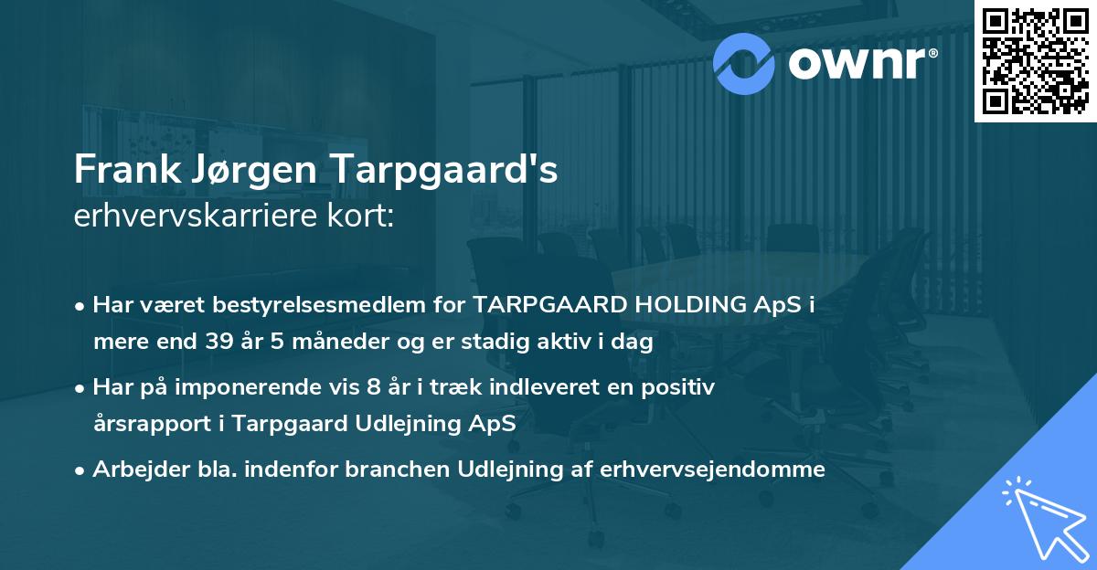 Frank Jørgen Tarpgaard's erhvervskarriere kort