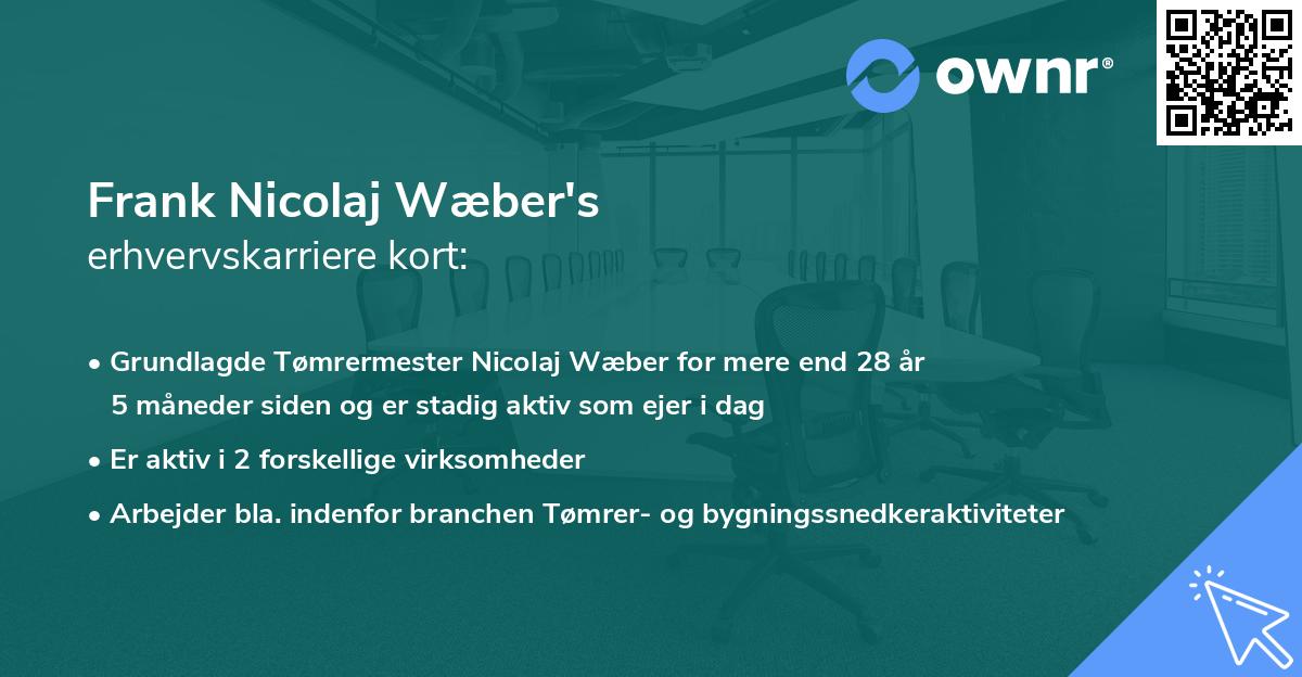 Frank Nicolaj Wæber's erhvervskarriere kort