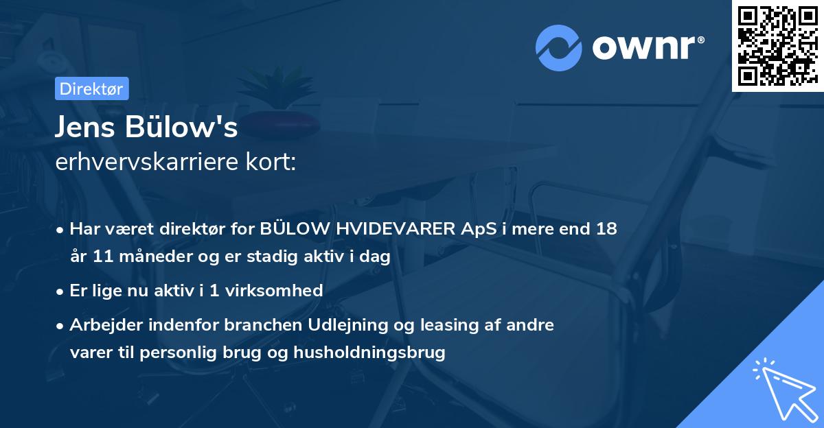 Jens Bülow's erhvervskarriere kort