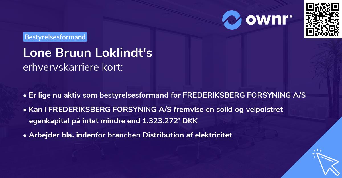 Lone Bruun Loklindt's erhvervskarriere kort