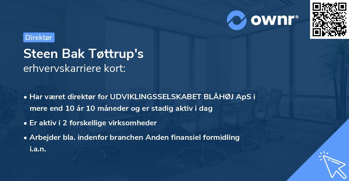 Steen Bak Tøttrup's erhvervskarriere kort