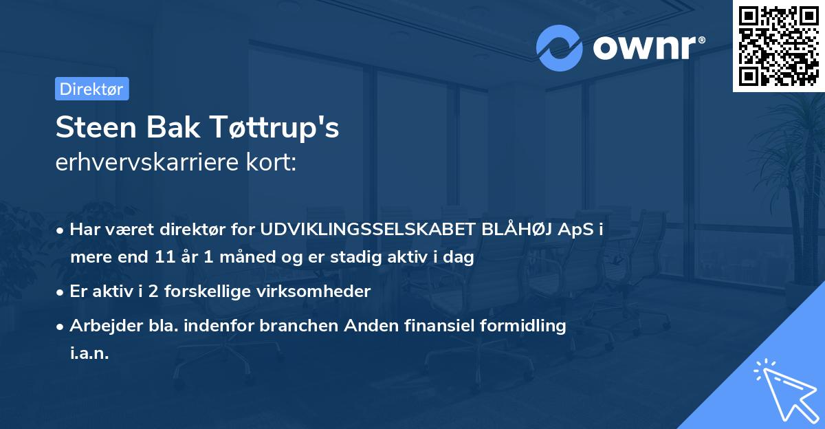 Steen Bak Tøttrup's erhvervskarriere kort