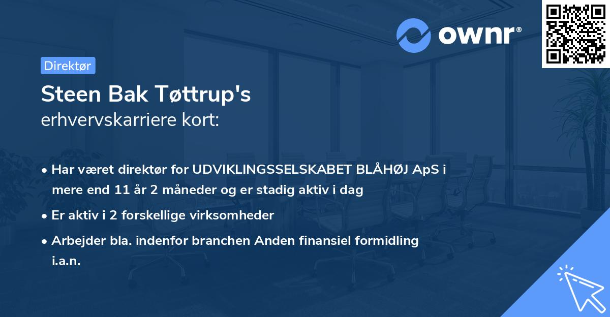 Steen Bak Tøttrup's erhvervskarriere kort