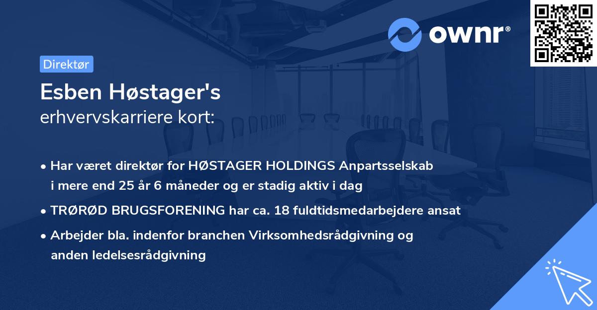 Esben Høstager's erhvervskarriere kort