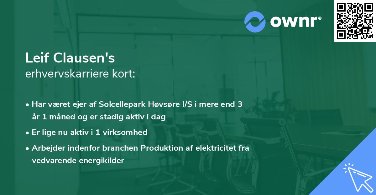 Leif Clausen's erhvervskarriere kort