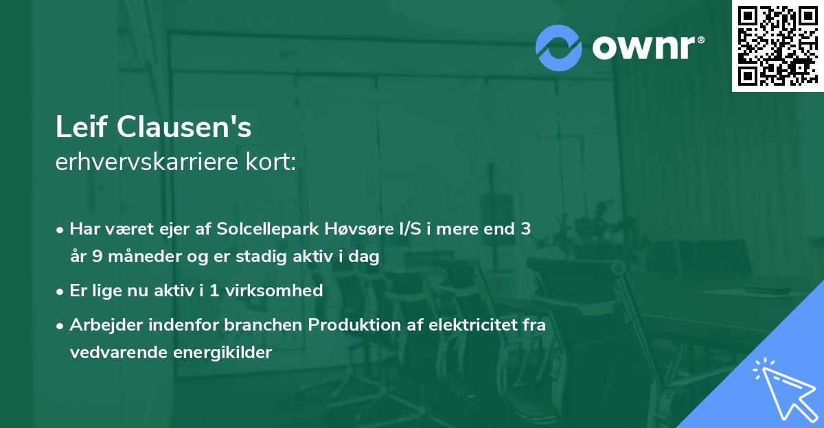 Leif Clausen's erhvervskarriere kort