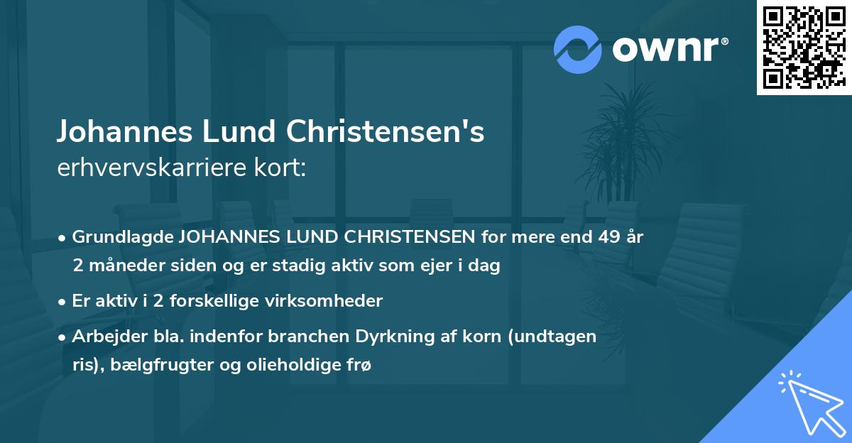 Johannes Lund Christensen's erhvervskarriere kort