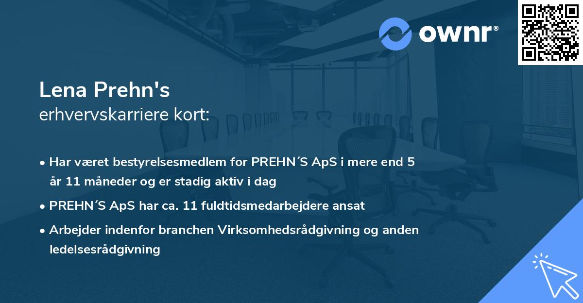 Lena Prehn's erhvervskarriere kort