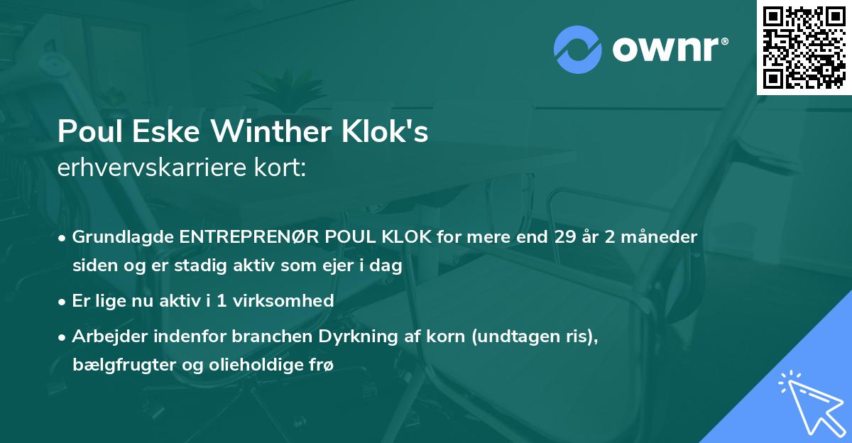 Poul Eske Winther Klok's erhvervskarriere kort