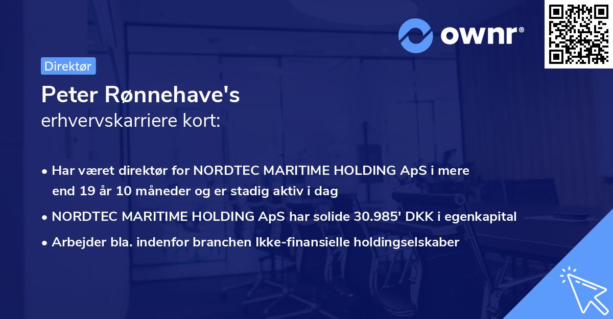 Peter Rønnehave's erhvervskarriere kort