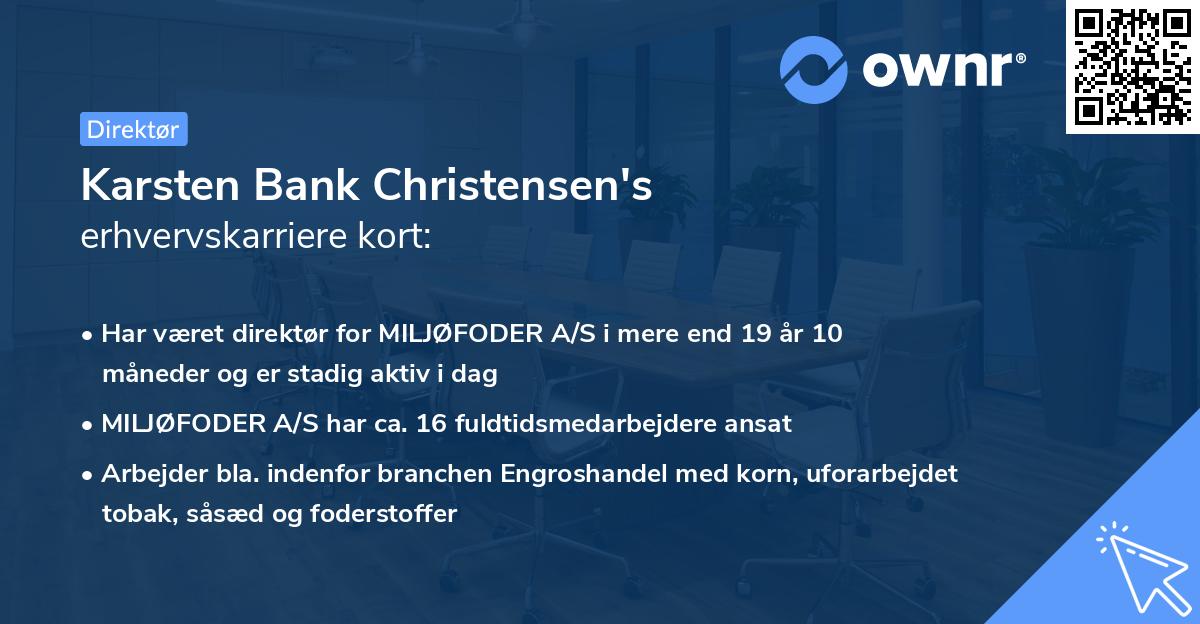 Karsten Bank Christensen's erhvervskarriere kort