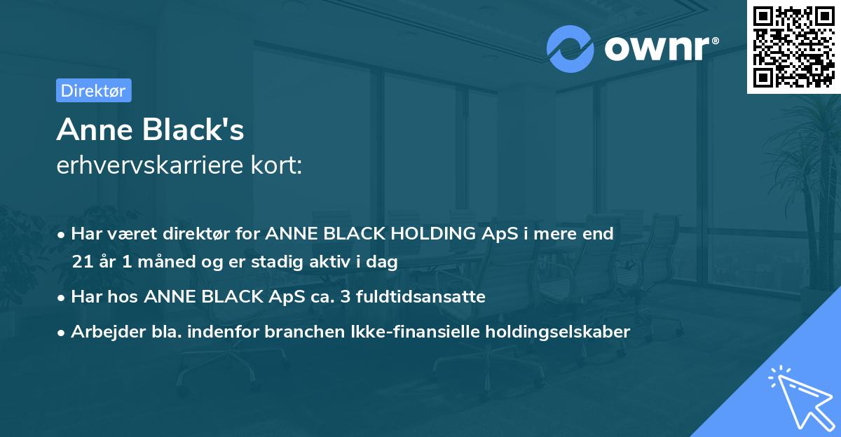 Anne Black's erhvervskarriere kort