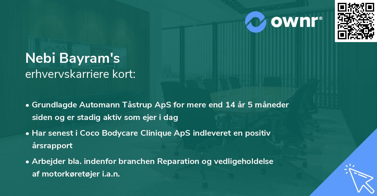 Nebi Bayram's erhvervskarriere kort
