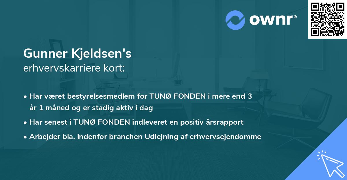 Gunner Kjeldsen's erhvervskarriere kort