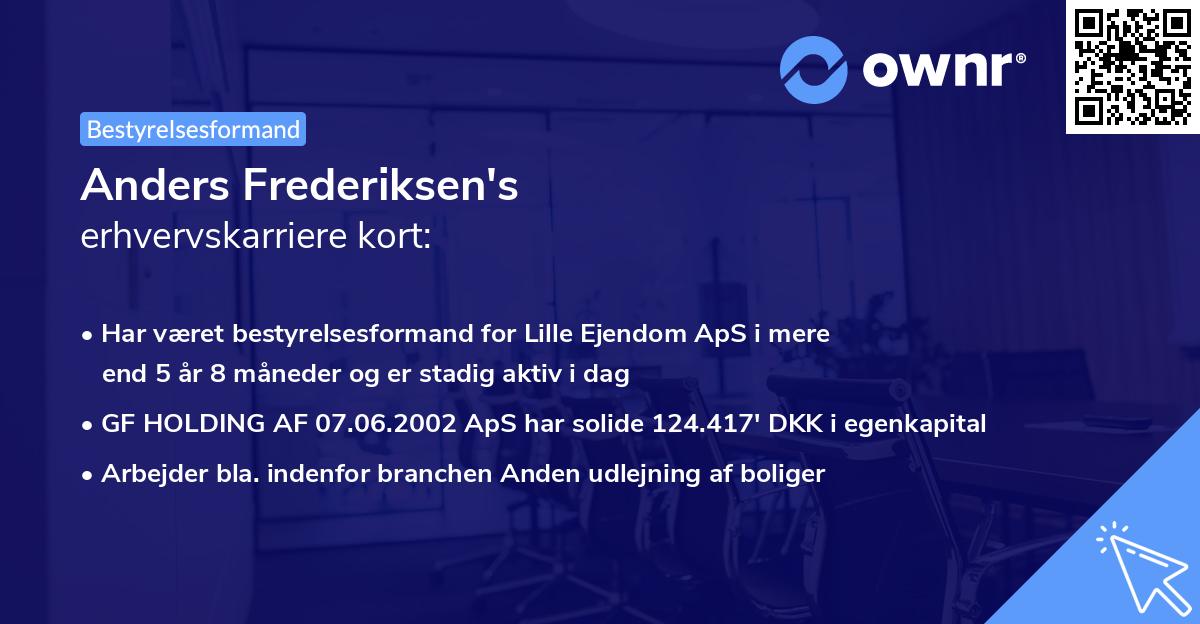 Anders Frederiksen's erhvervskarriere kort