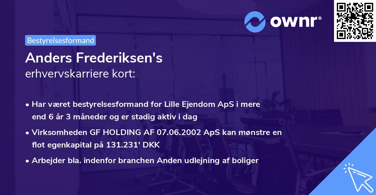 Anders Frederiksen's erhvervskarriere kort