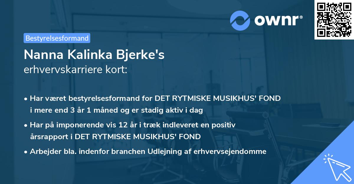 Nanna Kalinka Bjerke's erhvervskarriere kort