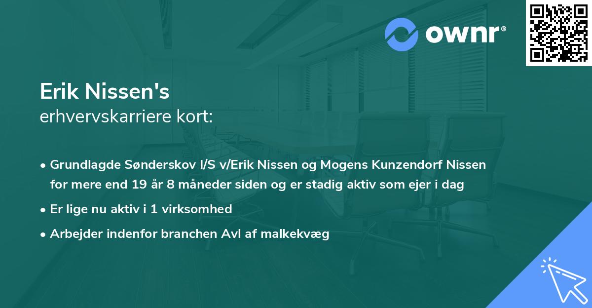 Erik Nissen's erhvervskarriere kort