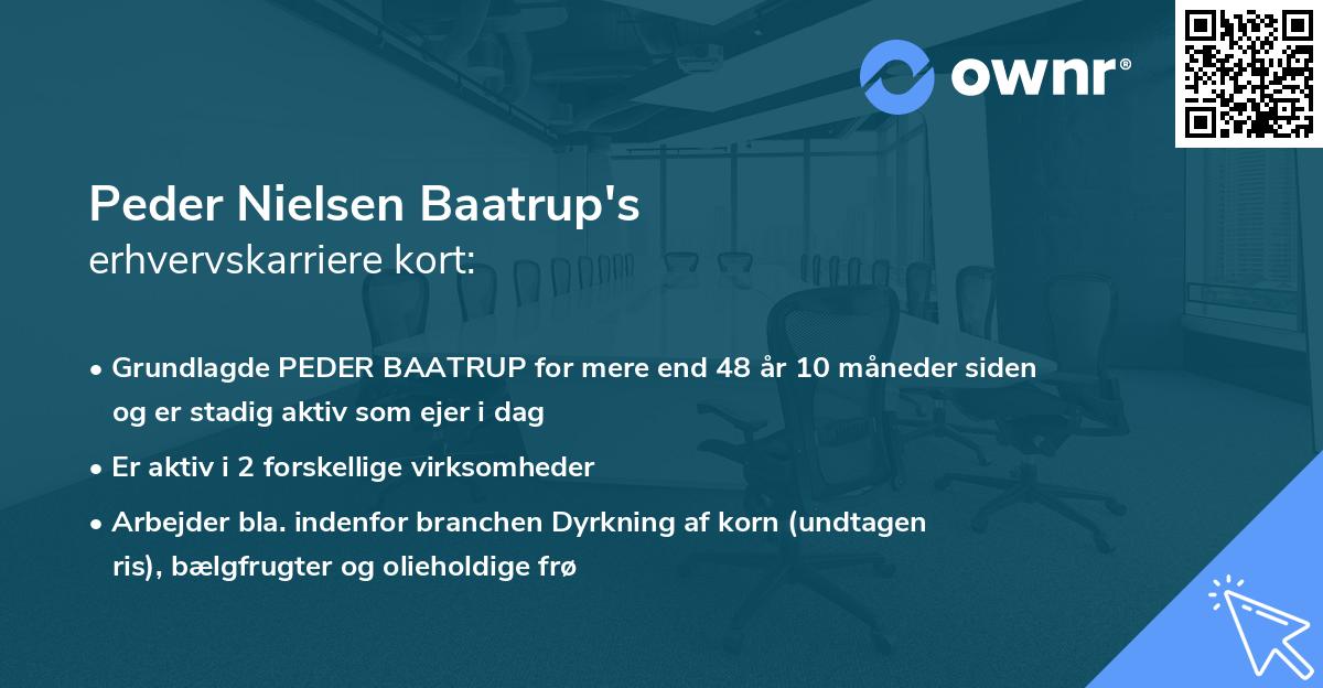 Peder Nielsen Baatrup's erhvervskarriere kort