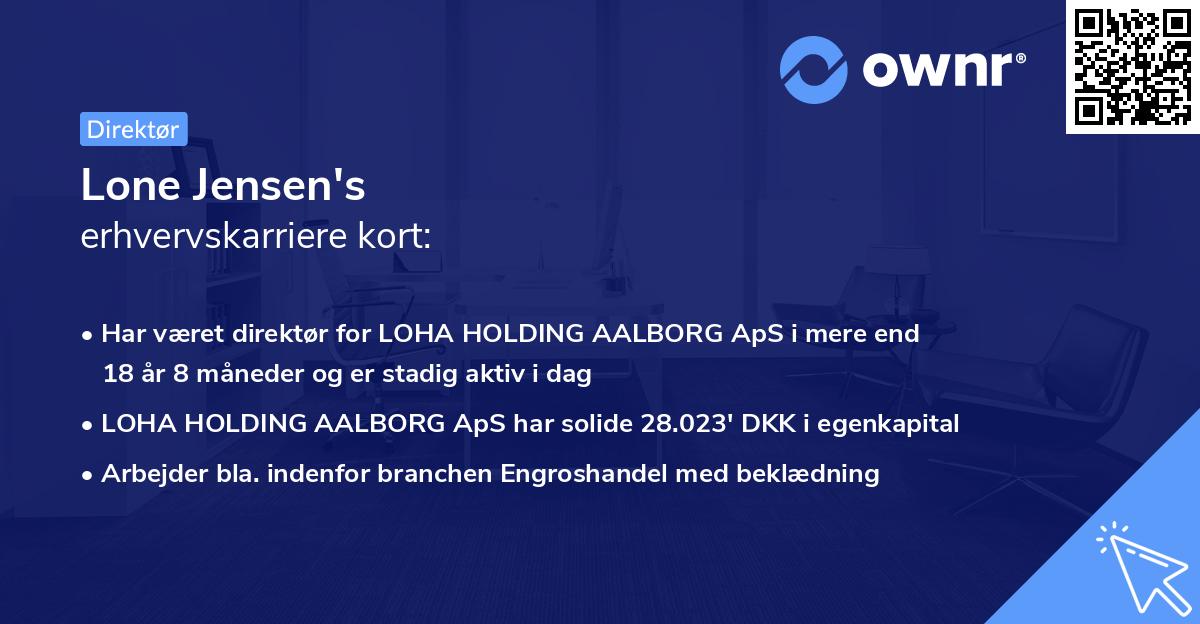 Lone Jensen's erhvervskarriere kort