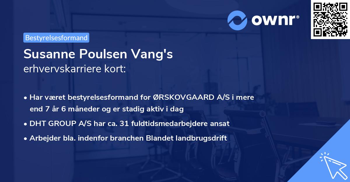 Susanne Poulsen Vang's erhvervskarriere kort
