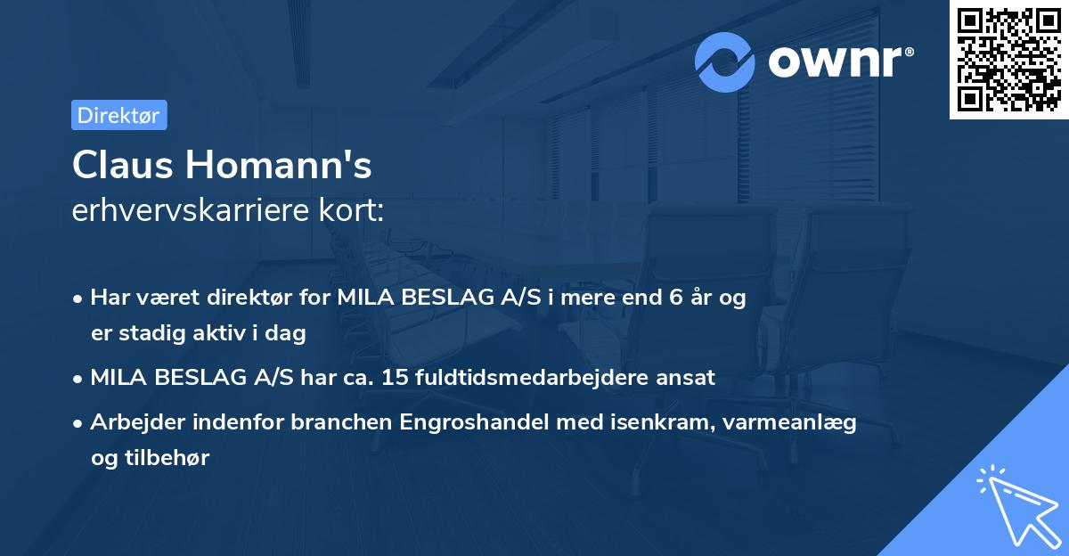 Claus Homann's erhvervskarriere kort