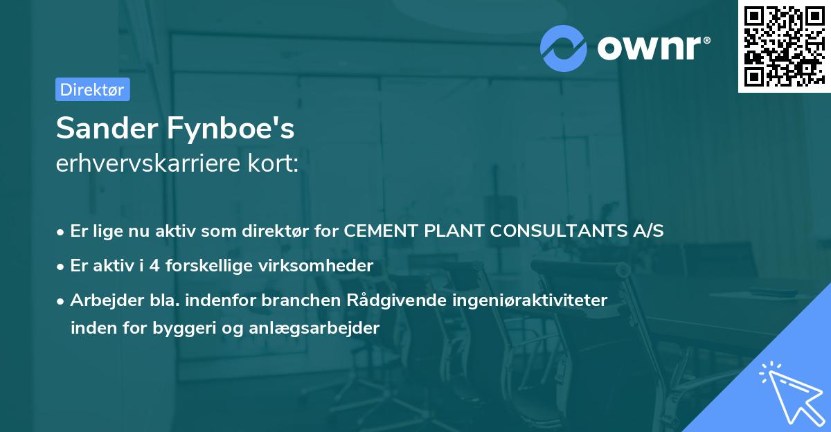 Sander Fynboe's erhvervskarriere kort