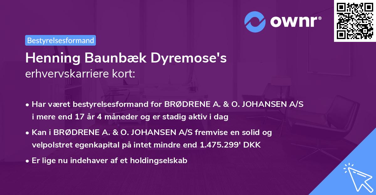 Henning Baunbæk Dyremose's erhvervskarriere kort