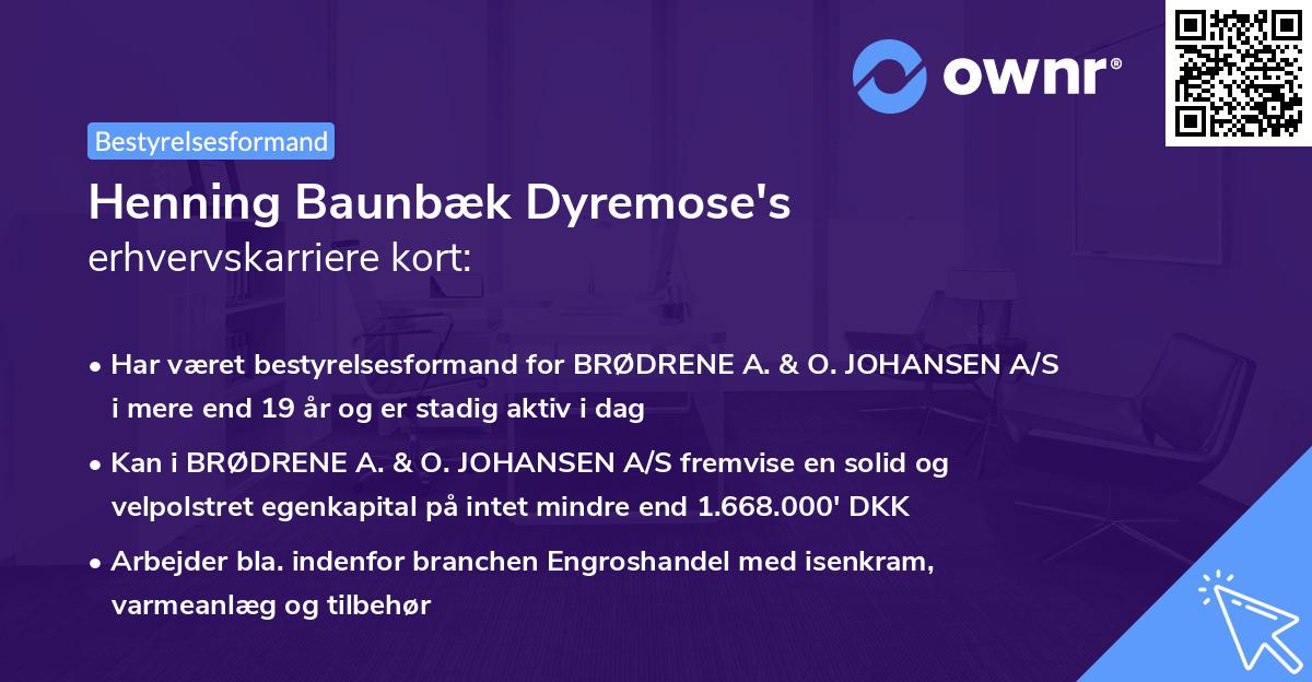 Henning Baunbæk Dyremose's erhvervskarriere kort