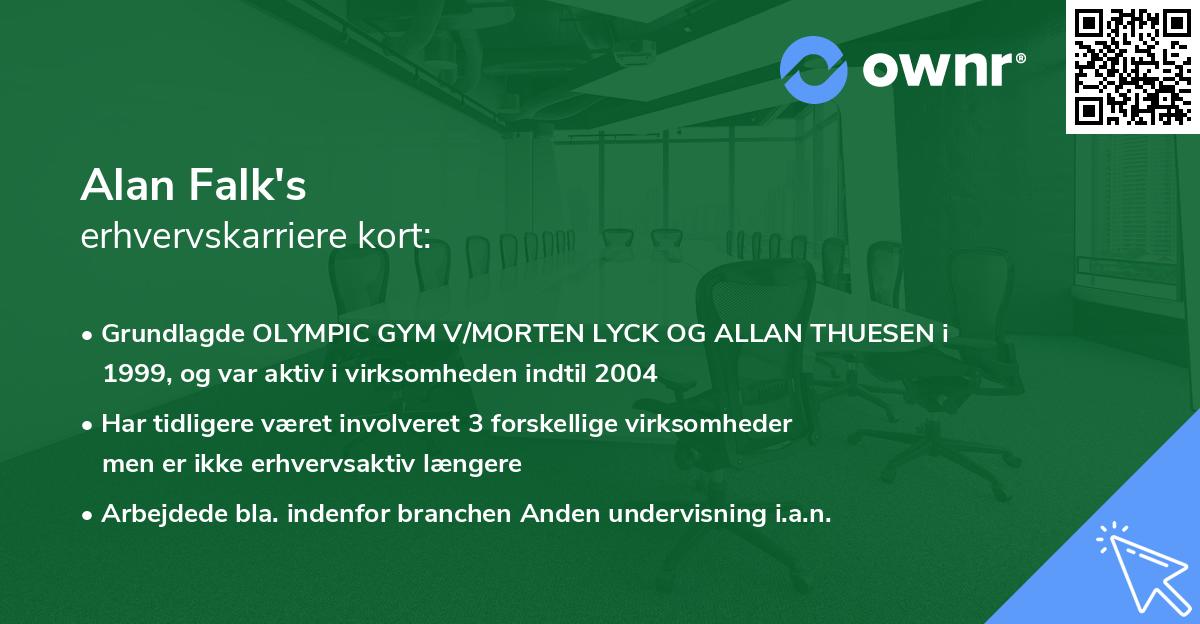 Alan Falk's erhvervskarriere kort