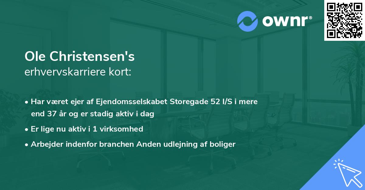 Ole Christensen's erhvervskarriere kort