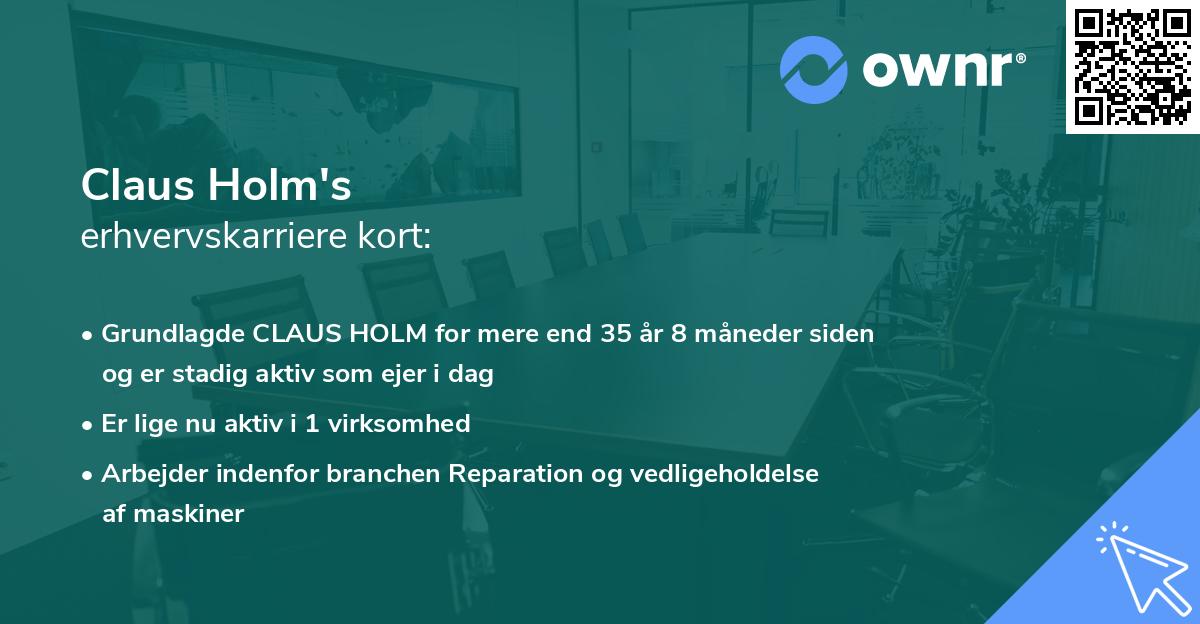 Claus Holm's erhvervskarriere kort