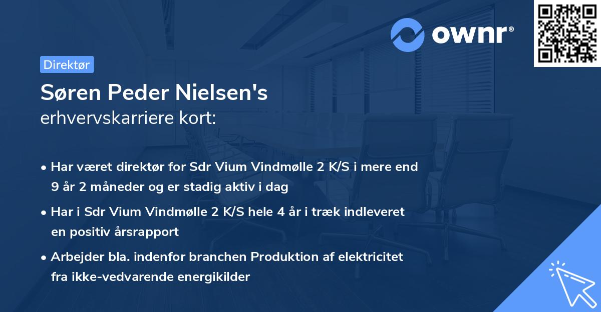 Søren Peder Nielsen's erhvervskarriere kort