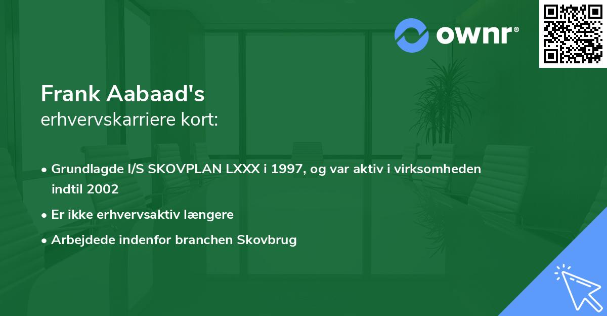 Frank Aabaad's erhvervskarriere kort