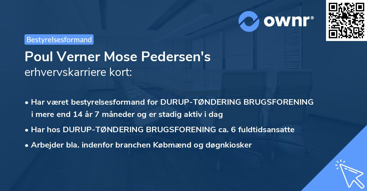 Poul Verner Mose Pedersen's erhvervskarriere kort