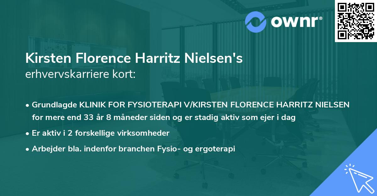 Kirsten Florence Harritz Nielsen's erhvervskarriere kort